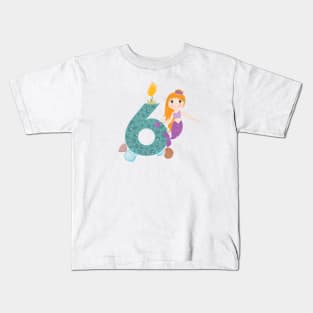 Cute little mermaid six birthday Kids T-Shirt